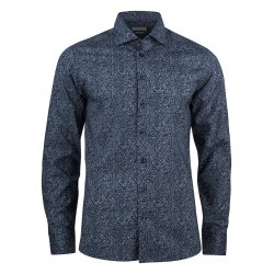 Smart og elegant herreskjorte med printet mnster, slim fit - navy