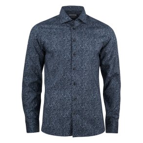 Smart og elegant herreskjorte med printet mnster, slim fit - navy