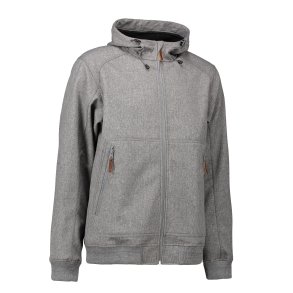 Smart shoftshell jakke med htte og mange detaljer, gr