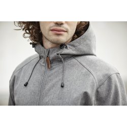 Smart shoftshell jakke med htte og mange detaljer, gr