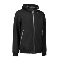 Smart shoftshell jakke med htte og mange detaljer, sort