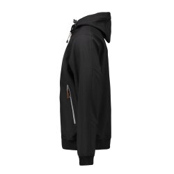 Smart shoftshell jakke med htte og mange detaljer, sort