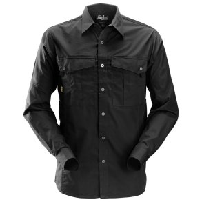 Snickers arbejdsskjorte med langt �rme, sort