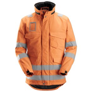 Snickers High-Vis lang vinterjakke med quilt- og pilefor, orange 