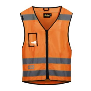 Snickers High-Vis sikkerhedsvest med lynl�s og lomme til ID-kort, orange