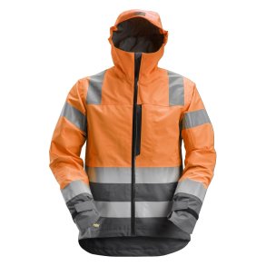 Snickers High-Vis vind-/vandtt skaljakke m/htte, kl. 3., orange/gr