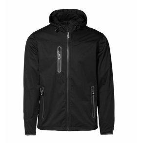 Softshell letvgts herrejakke med htte, sort