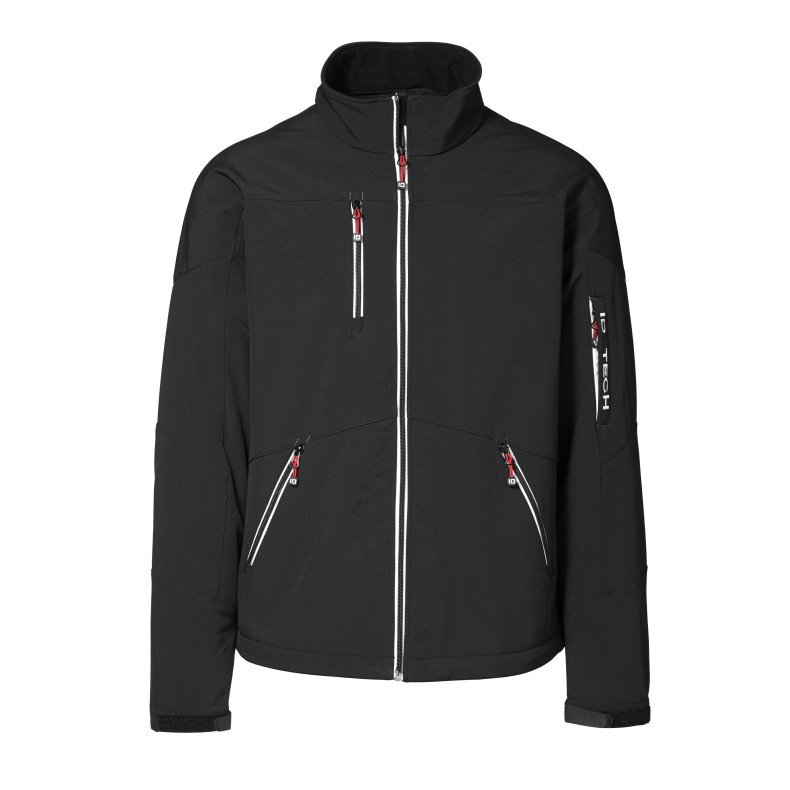 Sporty softshell herrejakke med kontrast, vind- og vandtt, sort