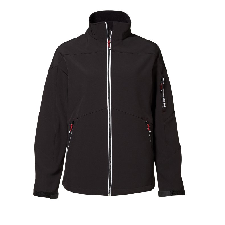 Sporty softshell jakke med/kontrast, vind- og vandtt, sort