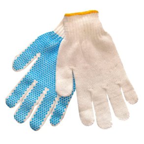 Strikhandske med dotter, hvid