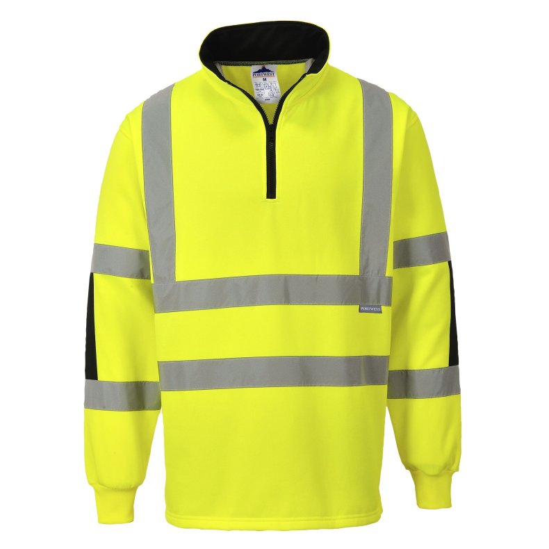 Sweatshirt Hi-Vis med zip-lynls og refleks, gul