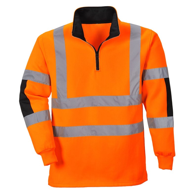 Sweatshirt Hi-Vis med zip-lynls og refleks, orange